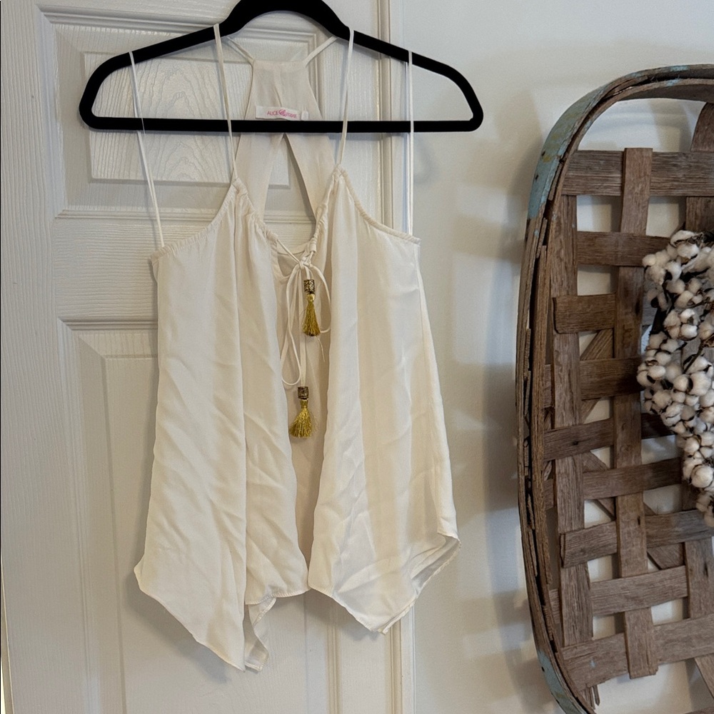 Alice & Trixie Offwhite Camisole Top with Gold Tassels